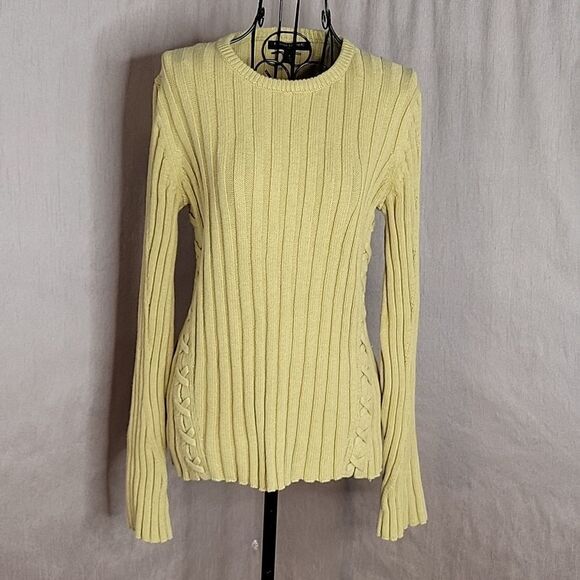 BANANA‎ REPUBLIC Gold Yellow Cotton Cable Knit Sweater Small - Picture 1 of 6